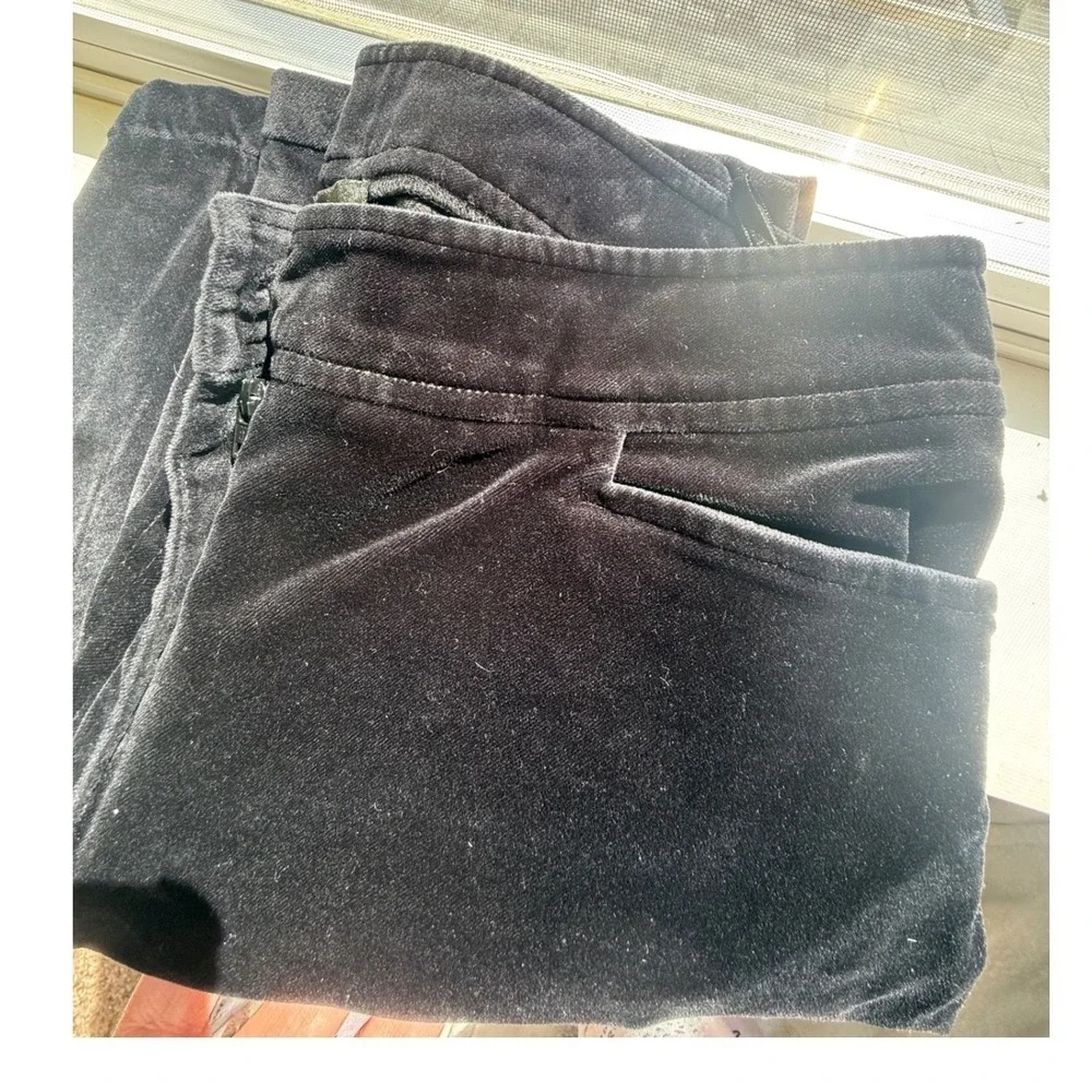 Eileen Fisher PP Black Velvet Straight Leg Pants‎ Petite Mid Rise